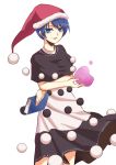  1girl ball blue_eyes blue_hair book doremy_sweet hat highres kakao_(noise-111) nightcap open_mouth short_hair solo touhou 