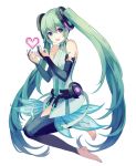  1girl blue_eyes bridal_gauntlets choke_(amamarin) elbow_gloves gloves green_hair hatsune_miku heart long_gloves miku_append see-through simple_background smile thigh-highs twintails vocaloid vocaloid_append white_background 