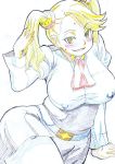  blonde_hair gundam gundam_build_fighters gundam_build_fighters_try large_breasts sangou_(metal-wind) sazaki_kaoruko sweat twin_tails yellow_eyes 