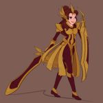  armor beauty_and_the_beast belle_(disney) brown_hair crossover disney dreemers league_of_legends leona_(league_of_legends) riot_games shield sword weapon 