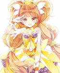  amanogawa_kirara blush cure_twinkle dress gloves go!_princess_precure long_hair magical_girl orange_hair purple_eyes ribbon twintails 