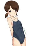  1girl 8000 brown_eyes brown_hair competition_school_swimsuit kantai_collection low_twintails school_swimsuit shirayuki_(kantai_collection) short_hair standing swimsuit twintails 