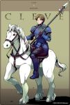  1boy armor armored_boots brown_eyes brown_hair cleive fire_emblem fire_emblem_gaiden gloves horse lance polearm solo weapon yariho 