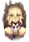  1girl green_eyes kinketsu lips looking_at_viewer mizuhashi_parsee parted_lips pointy_ears portrait robe scarf short_hair solo touhou undershirt 