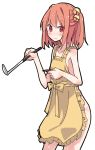  1girl apron bell brown_eyes brown_hair hair_bell hair_ornament ladle motoori_kosuzu naked_apron shirofox smile solo touhou 