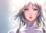  1girl 2014 blue_eyes brown_hair character_name cocoon_(yuming4976) copyright_name drag-on_dragoon face furiae looking_at_viewer red_lips short_hair solo turtleneck watermark web_address 