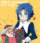  /\/\/\ 2girls :d arcueid_brunestud birthday blonde_hair blue_eyes blue_hair blush box ciel confetti curry curry_rice food gift gift_box glasses habit happy_birthday melty_blood minigirl multiple_girls open_mouth red_eyes round_glasses short_hair six_(fnrptal1010) smile spoon surprised tsukihime turtleneck 