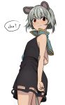  1girl animal_ears capelet dress grey_dress grey_hair looking_at_viewer mouse_ears mouse_tail nazrin red_eyes see-through short_hair silver_hair sleeveless sleeveless_dress smile solo tail tojo_(strit2p) touhou 