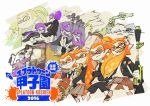  6+boys 6+girls commander_atarime crossed_arms crossed_legs english facial_hair fangs hair_ornament hairpin hat highres indian_style inkling jacket_on_shoulders jajji-kun_(splatoon) lighting long_hair military_hat motor_vehicle multiple_boys multiple_girls mustache necktie nintendo official_art open_clothes orange_eyes orange_hair over_shoulder ponytail purple_hair school_uniform shorts sitting skirt smile splatoon squid super_soaker tentacle_hair translation_request truck vehicle violet_eyes weapon weapon_over_shoulder 