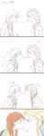  2girls 4koma anna_(frozen) blush comic couple eating elsa_(frozen) f_et frozen_(disney) highres incest monochrome multiple_girls siblings silent_comic sisters spaghetti yuri 