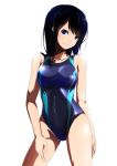  1girl black_hair blue_eyes competition_swimsuit derivative_work long_hair one-piece_swimsuit original pon_(shind_997) standing swimsuit 