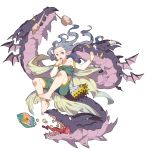 +_+ 1girl :o armlet bandages bandaid bare_legs bare_shoulders bracelet brown_eyes chips collarbone dragon emu_(eomou) floating_hair granblue_fantasy hand_to_own_mouth highres jewelry lavender_hair long_hair looking_at_another looking_to_the_side o_o open_mouth pointy_ears potato_chips shorts simple_background solo strap_slip tiamat_(granblue_fantasy) white_background 