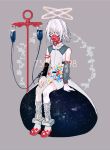  1boy bare_shoulders detached_sleeves erubo intravenous_drip mask original sitting solo 