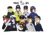  6+girls anyan_(jooho) ayase_eli carabinieri doughnut food highres hoshizora_rin koizumi_hanayo kousaka_honoka love_live!_school_idol_project minami_kotori multiple_girls nishikino_maki police police_uniform policewoman sonoda_umi tagme toujou_nozomi uniform yazawa_nico 