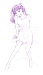 1girl dress long_hair monochrome original sketch socks solo thigh-highs traditional_media twintails yoshitomi_akihito 