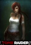  1girl bandaged_arm belt breasts brown_eyes brown_hair cleavage highres jewelry lara_croft long_hair necklace orry pixiv_tomb_raider_contest solo standing tank_top tomb_raider 