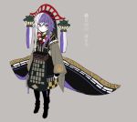  erubo grey_background lavender_hair looking_at_viewer multicolored_hair original purple_hair red_eyes silver_hair smile solo swastika translation_request two-tone_hair 