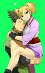  1boy 1girl black_hair blonde_hair carrying couple green_eyes hetero ki_(mxxxx) long_hair nara_shikamaru naruto ponytail temari 