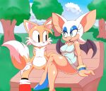  1boy 1girl artist_request bat cute dress fox green_eyes miles_prower no_humans rouge_the_bat sega sonic_adventure_2 sonic_the_hedgehog tagme what 