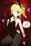  1girl akitaka_(pixiv12739753) animal_ears blonde_hair bunny_tail bunnysuit detached_collar edna_(tales) gloves highres pantyhose rabbit_ears short_hair side_ponytail tail tales_of_(series) tales_of_zestiria wrist_cuffs 