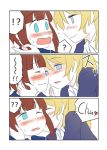  ! 2girls ? ast ayase_eli blush cheek_kiss comic kiss kousaka_yukiho love_live!_school_idol_project multiple_girls spoken_exclamation_mark spoken_question_mark tagme translation_request yuri 