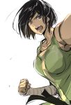 &gt;:o 1girl :o avatar:_the_last_airbender bandages black_hair clenched_hand dark_skin jpeg_artifacts korra legend_of_korra open_mouth pov short_hair solo spoilers takashima_hiromi tank_top 