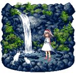  animated_gif cat dress gif lowres original pixel_art tozaki_makoto transparent_background water waterfall 