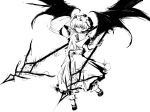  bat_wings monochrome polearm remilia_scarlet solo spear spear_the_gungnir touhou weapon wings 