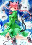  animal_ears bad_id braid cat_ears cat_tail geroro kaenbyou_rin legs multiple_tails red_eyes red_hair tail touhou twin_braids 