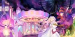  broom broom_riding carnival carousel castle ferris_wheel hat kawwa long_hair merry_go_round nightgown original smile train white_hair witch witch_hat 