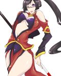  blazblue china_dress chinadress chinese_clothes glasses litchi_faye_ling long_hair ponytail purple_eyes very_long_hair violet_eyes wink 