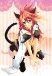  animal_ears genderswap green_eyes looking_up luke_fon_fabre nanatomi_yuki red_hair redhead tail tales_of_(series) tales_of_the_abyss thigh-highs thighhighs torn_clothes 