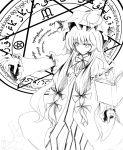  book hexagram magic_circle monochrome patchouli_knowledge solo touhou 