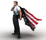  american_flag metal_wolf_chaos necktie official_art president_michael_wilson shoes short_sleeves simple_background solo watch watermark wristwatch 