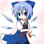  artist_request bad_id blue_eyes blue_hair cirno highres ichihina ribbon short_hair solo touhou wings 