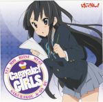  1girl akiyama_mio album album_cover bangs black_eyes black_hair blunt_bangs cover hime_cut k-on! long_hair official_art pencil school_uniform solo wooden_pencil 