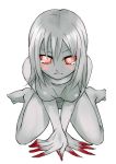 blood blush claws frown grey_hair grey_skin jpeg_artifacts left_4_dead long_hair red_eyes sitting tears wariza witch_(left4dead) zombie 
