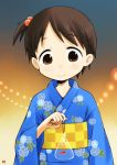  bagged_fish brown_eyes brown_hair fish goldfish hair_bobbles hair_ornament ichiban_hoshi ichigo_mashimaro itou_chika japanese_clothes kimono short_hair side_ponytail yukata 