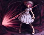  hat kakato polearm purple_hair red_eyes remilia_scarlet short_hair solo spear spear_the_gungnir touhou weapon 