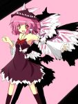  bad_id bare_shoulders blush detached_sleeves hat mystia_lorelei open_mouth pink_eyes pink_hair short_hair solo touhou urimono wings 