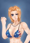  1girl absurdres american_flag_bikini bikini blonde_hair blue_eyes blue_sky breasts cleavage d-fands dead_or_alive flag_print highres jewelry large_breasts necklace short_hair sky solo swimsuit tina_armstrong 