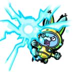  alpha_transparency animal_ears artist_request firing gun helmet no_humans official_art one_eye_closed open_mouth rabbit_ears simple_background solo spacesuit transparent_background usapyon weapon youkai youkai_watch youkai_watch_3 