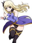  1girl blonde_hair brown_eyes fairy_tail hair_ornament holding key long_hair lucy_heartfilia smile solo tattoo thigh-highs transparent_background 