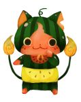  :3 cat food fruit full_body highres howapopo multiple_tails notched_ear simple_background standing suikanyan tail two_tails watermelon white_background youkai youkai_watch youkai_watch_2 