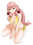  1girl akashi_(kantai_collection) bikini hair_ribbon kantai_collection long_hair ojipon pink_hair ribbon swimsuit tress_ribbon 