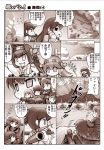  airplane akagi_(kantai_collection) akiyama_yukari chibi comic double_bun girls_und_panzer haruna_(kantai_collection) headgear hisahiko isuzu_hana japanese_clothes kaga_(kantai_collection) kantai_collection kongou_(kantai_collection) long_hair military military_vehicle monochrome muneate nishizumi_miho panzerkampfwagen_iv ponytail reizei_mako short_hair short_sleeves side_ponytail smoke takebe_saori tank translation_request vehicle 