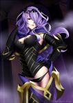  1girl camilla_(fire_emblem_if) fire_emblem fire_emblem_if gloves hair_over_one_eye hikikomori_kumi long_hair purple_hair solo violet_eyes 