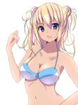  1girl bikini blonde_hair blue_eyes blush breasts cleavage large_breasts long_hair looking_at_viewer navel open_mouth original side-tie_bikini solo swimsuit take_(office-t) twintails 