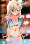  1girl absurdres bikini blonde_hair boku_wa_tomodachi_ga_sukunai butterfly_hair_ornament hair_ornament highres kashiwazaki_sena koyama_mai long_hair swimsuit wet 