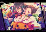  2boys animal_ears black_hair brown_eyes brown_hair calendar candy fukube_satoshi green_eyes hyouka ibuki_hasu jack-o&#039;-lantern lollipop multiple_boys one_eye_closed oreki_houtarou short_hair tail vampire wolf_ears 